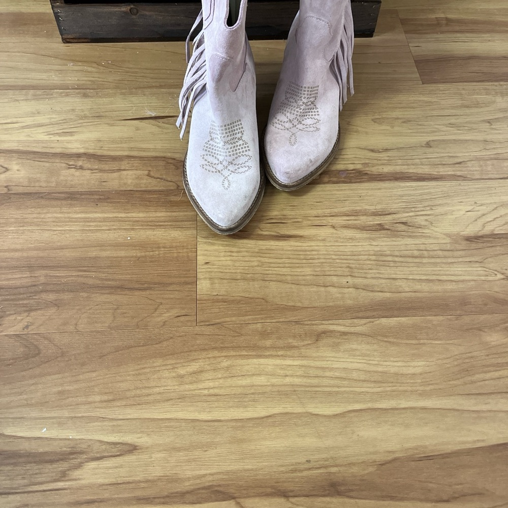 Kali Shoes Audrey style pink fringe boots. Brand new